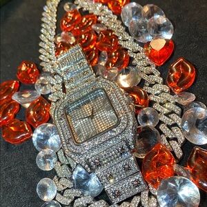 Silver Ice Watch Lab Diamond & 20” unisex